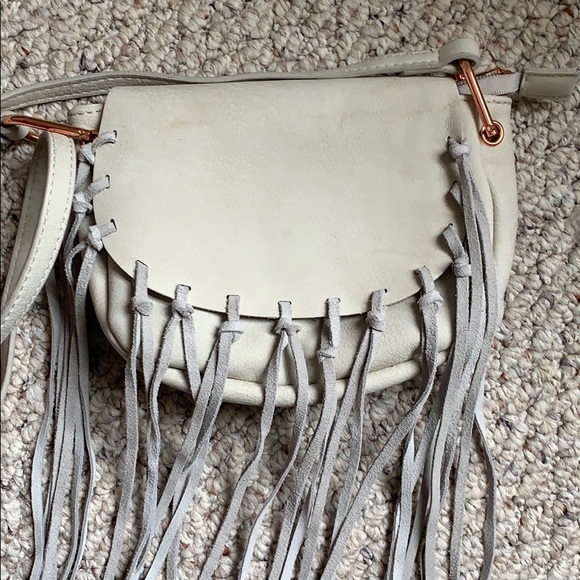 Free People leather fringe grey crossbody bag - Picture 3 of 8